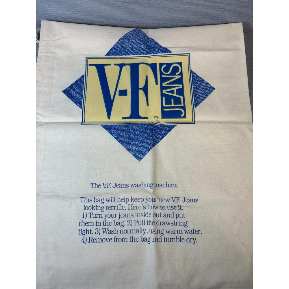 Vintage VF Jeans‎ Canvas Laundry Wash Bag Drawstring Denim Care Accessory Retro